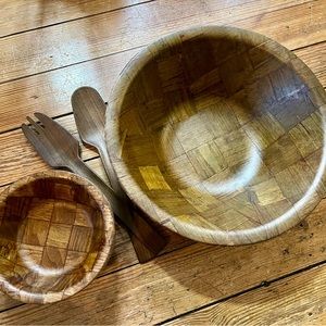 Vintage Weavewood Inc salad bowl set